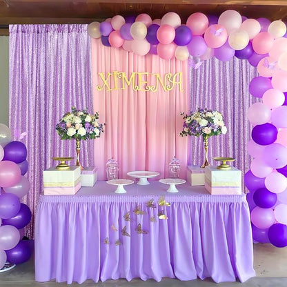 Lavender Sequin Backdrop Curtains Party Photo Glitter Drapes 2 Pcs 2FTx8FT | - Image 5
