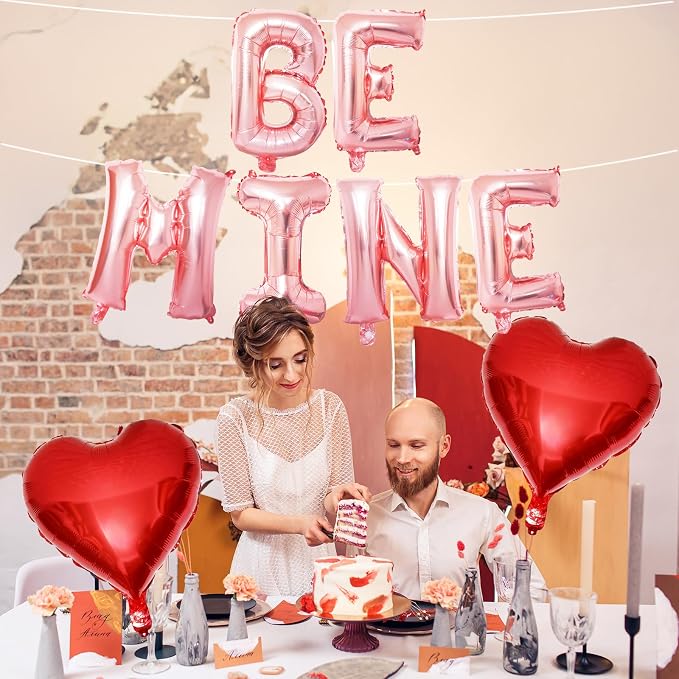 Valentines Day Balloons Decoration, Rose Be Mine and Red Heart Letter Balloons - Image 4