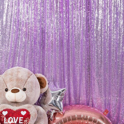 JYFLZQ Lavender Sequin Backdrop Curtains 2ft x 8ft 2 Panel Glitter Photo Booth - Image 2