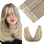 Pinkpearl Invisible Tape in Hair Extensions Human Hair, 20pcs 14inch 40g #18P60 Ash Blonde Highlighted Platinum Blonde Injection Tape in Extensions Real Remy Seamless Human Hair Injected