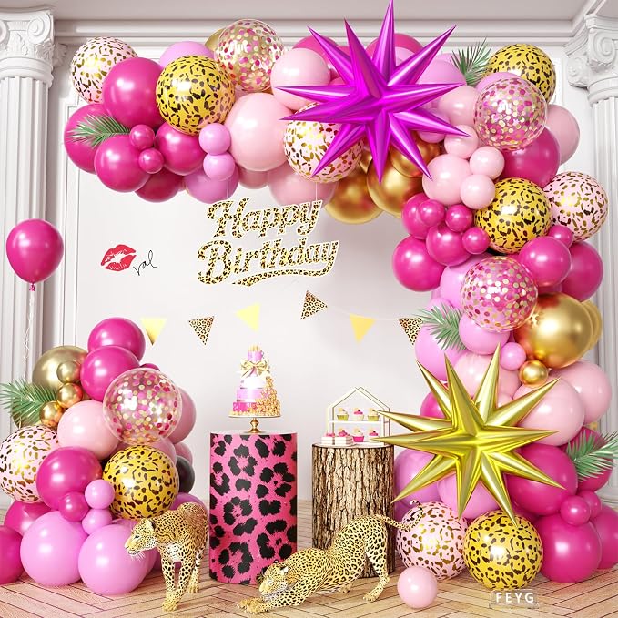 Hot Pink Cheetah Print Balloon Arch Kit by FEYG