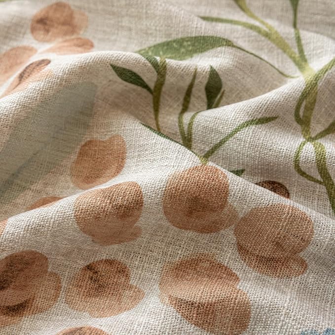 ENJOYBRIDAL Floral Curtains 63 Inch Long Bedroom Decor Drapes Short Semi Sheer - Image 4