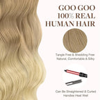 GOO GOO Tape in Hair Extensions Human Hair, O18G/22G Ombre Beige Blonde with Ash Highlights, 20inch 50g 20pcs, Skin Weft Seamless Invisible, Silky Straight with Thick Ends, Remy Human Hair