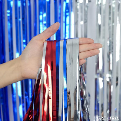 Blue Silver Red Party Streamers - Image 4