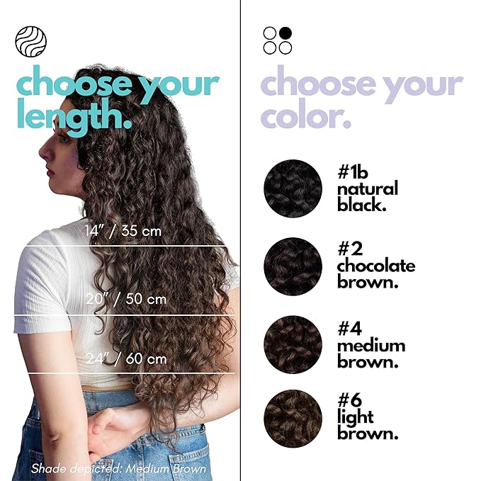 Irresistible Me 3A Curls Real Human Hair Extensions Clip Ins – 100% Human Hair Clip In Extensions for Length & Volume – Invisible Extension – Heat Resistant & Dyeable – Medium Brown, 24 Inches