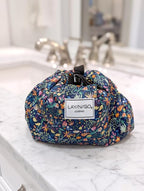 Lay-n-Go Cosmo Layflat Drawstring Cosmetic & Makeup Bag Organizer - Portable Drawstring Makeup Bag w/Zipper Pocket, Loops & More -Durable, Machine Washable Toiletry Bag (20", Butterfly Small Floral)
