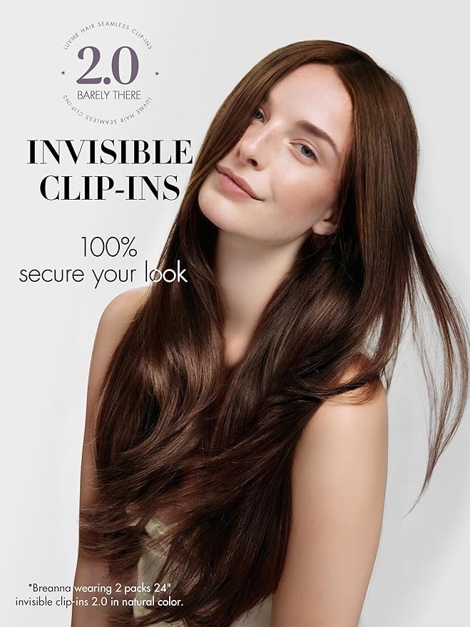 LUVME Invisible Clip in Hair Extensions Real Human Hair, 18 inch 110g 6Pcs, Natural Remy Human Hair Extensions Clip ins for Women, Natural Human Hair Silky Straight Highlight No.2