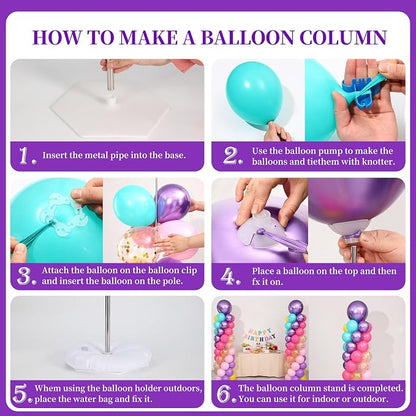 Pink Purple Blue Balloon Column Stand Kit Set of 2 - Image 5