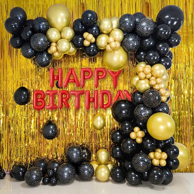 100pcs Black and Gold Balloons 12 Inch Metallic Gold and Black latex Party - Image 7