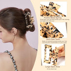 2 Pack Hair Claw Clips for Women Tortoise Shell Large Claw Hair Clips for Thin to Thick Hair Rectangle Hair Jaw clips