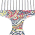 Professional Hair Styling Pick Comb - Stainless Steel, for Afro Hair, Suitable for Women and Men (Waist flower K4)