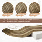 Ve Sunny Clip in Hair Extensions 22inch Real Hair Clip in Extensions Ombre Human Hair Extensions Clip ins Dark Brown to Light Brown with Blonde Balayage Winter Clip on Hair Extensions 120g 7pcs