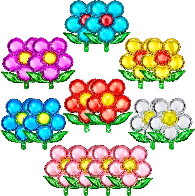 Skylety 16 Pieces Flower Foil Balloons 18 Inch Beautiful Floral Colorful Flower by Skylety