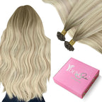 YoungSee U Tip Hair Extensions Human Hair Ash Blonde with Platinum Blonde Balayage Utip Real Hair Extensions for Women 20In 1G/S 50G