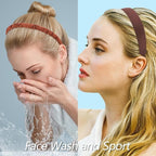 VELSCRUN Headbands for Women 7 Pcs Different Dark Brown Knotted Solid Pearl Head Bands Non Slip Hair Band for Womens Gilrs Thin Thick Short Hair Fashion Accessories