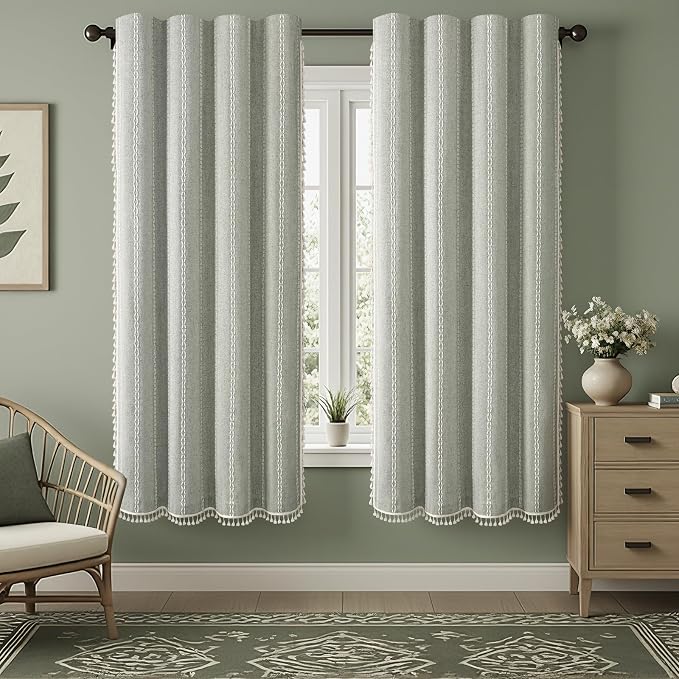Sage Green Boho Blackout Curtains 72 Inch 2 Panels by Unknown