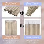 Full Shine Blonde Tape in Hair Extensions Human Hair Color 18 Ash Blonde And 613 Blonde Tape in Weft Hair Extensions Human Hair Invisible Skin Weft Tape ins 24Inch 50G One Piece Natural for Full Head