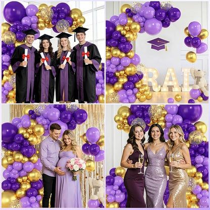 Amandir 153pcs Purple and Gold Balloons Arch Garland Kit, Different Sizes 18 12 - Image 6
