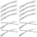 12 Pieces Rhinestone Bobby Pins Decorative Fancy Crystal Hair Clips Shiny Metal X Shaped Barrettes Bling Diamond Wedding Bridal Shower Hair Accessories for Women Ladies Girls (Silver)