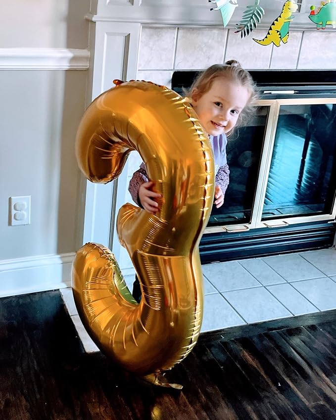 Gold Number 3 Balloon 40 Inch, 3rd Birthday Party Decorations Men Women | Foil - Image 8