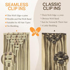 DOORES Seamless Clip in Hair Extensions, Light Brown Highlighted Medium Blonde 7pcs 120g 24 Inch, Human Hair Extensions Natural Remy Hair Extensions Straight Hair Invisi Edge Hair Extensions