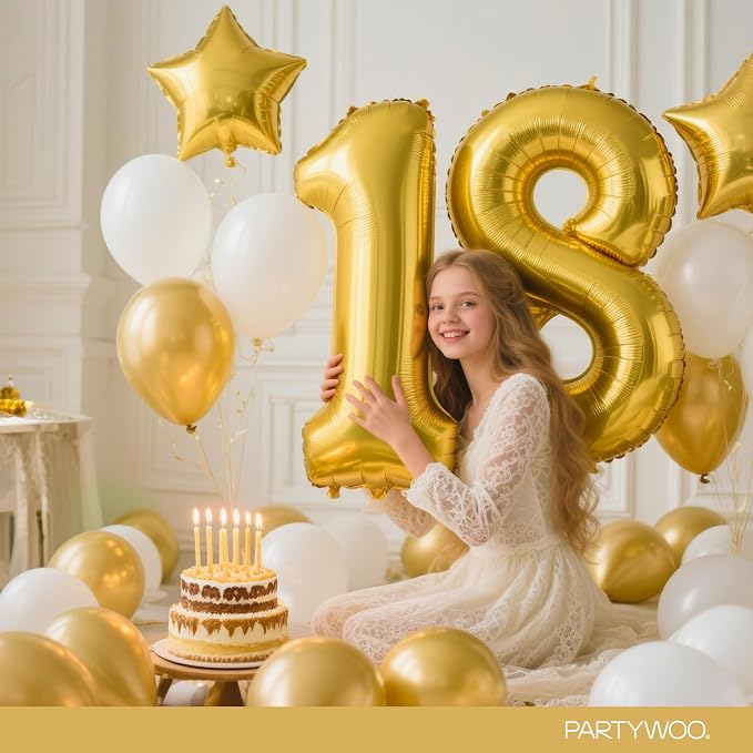 PartyWoo Number Balloons 40 Inch Gold Number 8 Kit 25pcs - Image 8