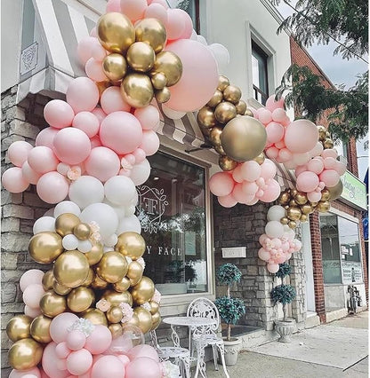 412Pcs Pink and White Balloons Arch Kit, 18 12 10 5 Inch Pink and Gold Balloon - Image 7