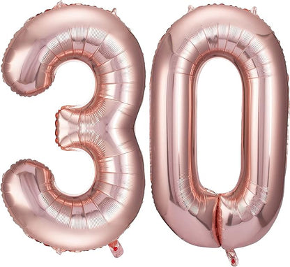 Rose Gold 30 Number Balloons Big Giant Jumbo Large Number 30 Foil Mylar Balloons by COLORFULELVES