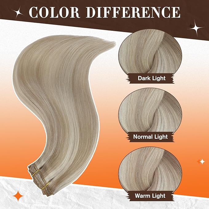 Full Shine Blonde Extensions Clip in 20 Inch Golden Blonde Highlights Medium Blonde Real Human Hair Clip in Straight Hair Clip Ins Lace Weft for Long Hair 3 PCS 60 G