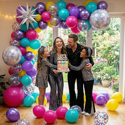 Pink Blue Purple Balloons, Iridescent Disco Ball Foil Balloons, 12 Inch Hot - Image 5