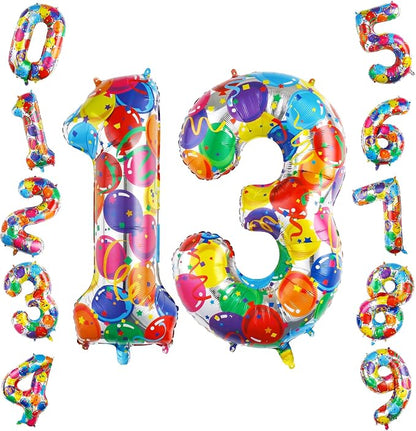 40 Inch Number 13 Balloon Set Large Foil Balloons by TNCDJKPA