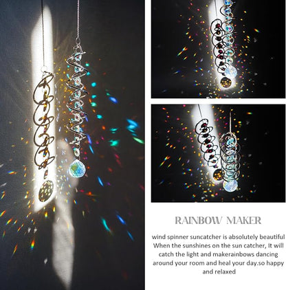 20.5in Crystal Suncatcher Gazing Ball Spiral Wind Spinner Garden Decor | - Image 5