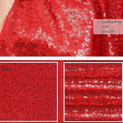 Sequin Backdrop Glitter Party Backdrop Curtain Red - 10ft x 10ft | Background - Image 6