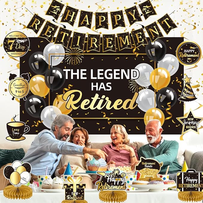 Happy Retirement Party Decorations Men Women, Happy Banner, Hanging Swirls - Image 7