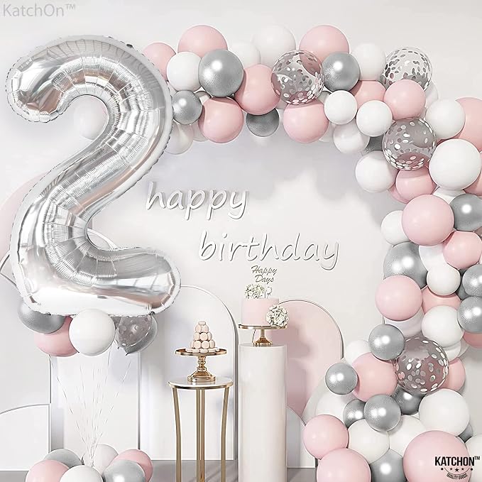 KatchOn Silver Number 2 Balloon 40 Inch 2nd Birthday Decorations - Image 8