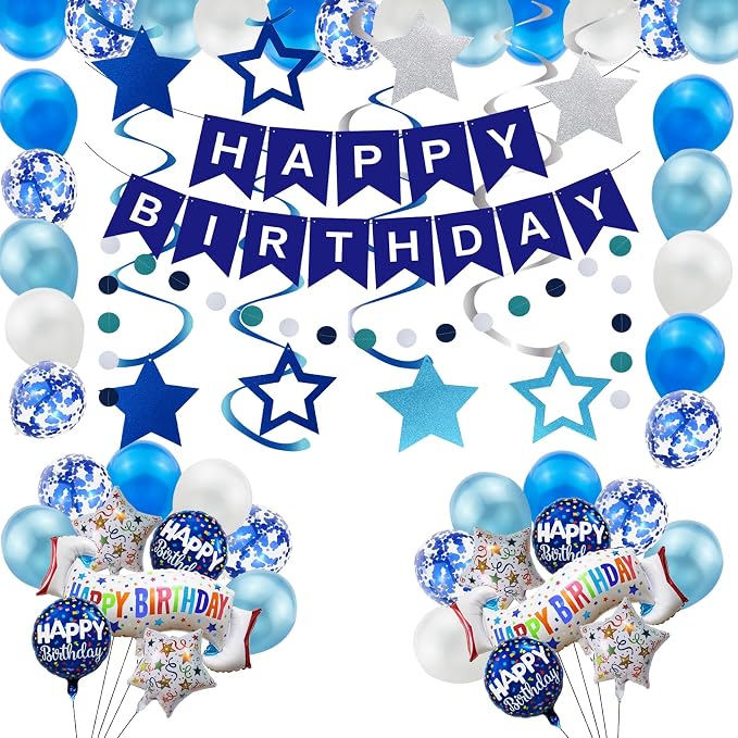 Birthday Decoration Set Colorful Happy Birthday Banner Balloon by OSAMUHA