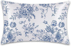 Satin Pillowcase 1 Pack-Blue Flowers Peonies Roses Silky Pillow Cover for Hair and Skin,Standard Size 20x26 Inch Soft Cooling Printed Pillow Cases with Hidden Zipper,Gifts for Women Men