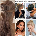 Velscrun Flat Hair Clips for Women Girls, 2 Styles 8 Pcs Lay Flat Claw Clips, Strong Hold French Duck Billed Large Side Hair Jaw Clip for All Hair Types, Non Slip Grip for Daily Styling Brown