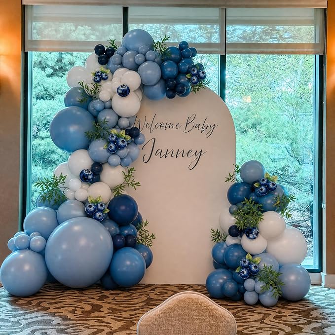 Blue White Balloon Arch Kit for Blueberry Baby Shower Birthday Decorations | - Image 3