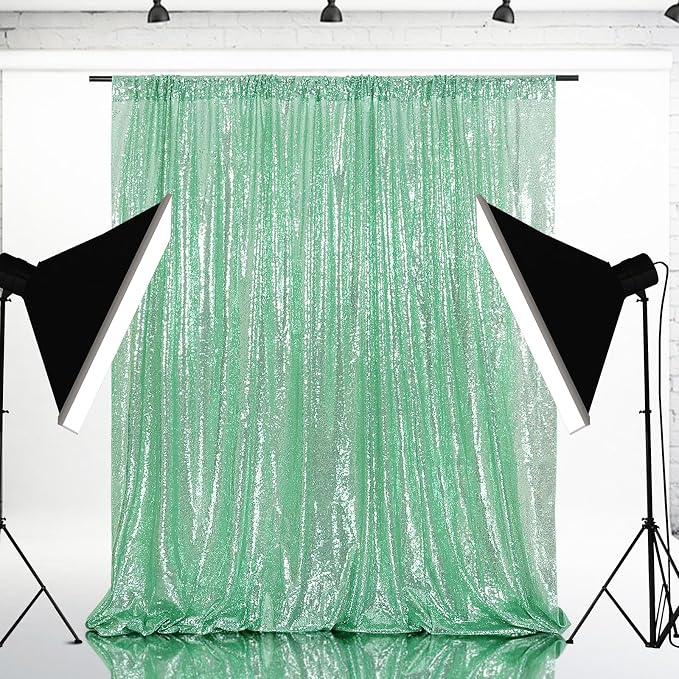 Eternal Beauty Mint Green 3mm Sequin Backdrop 10x10 Ft - Image 2