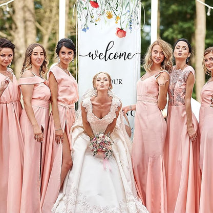 Yousoontic Welcome to Our Wedding Floral Linen Rustic Wedding Welcome Banner - Image 4