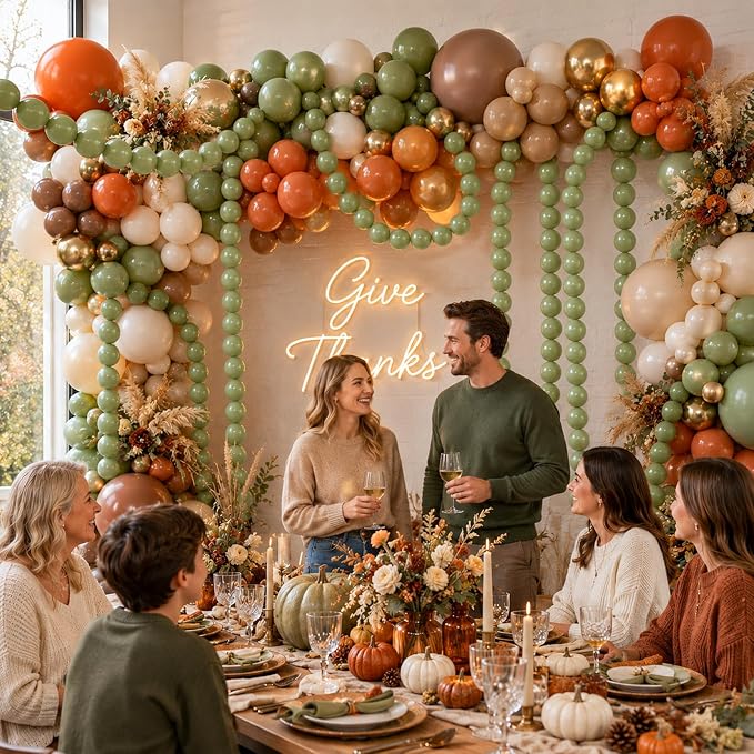 Sage Green Linking Balloons, Fall Thanksgiving Boho Birthday Bridal Baby Shower - Image 3