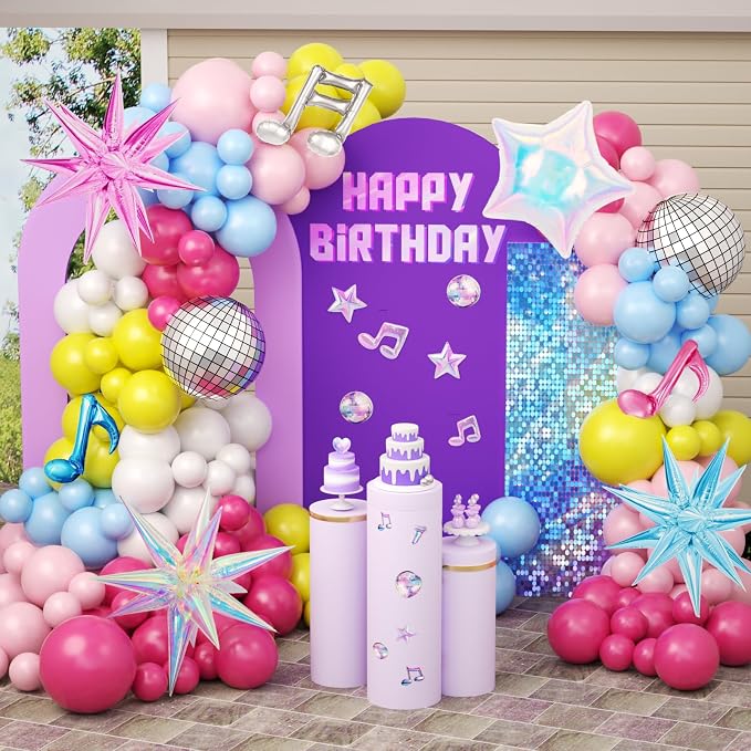 JOGAMS 175Pcs Colorful K-Pop Balloon Arch Kit, Hot Pink Blue Yellow White Pink by JOGAMS