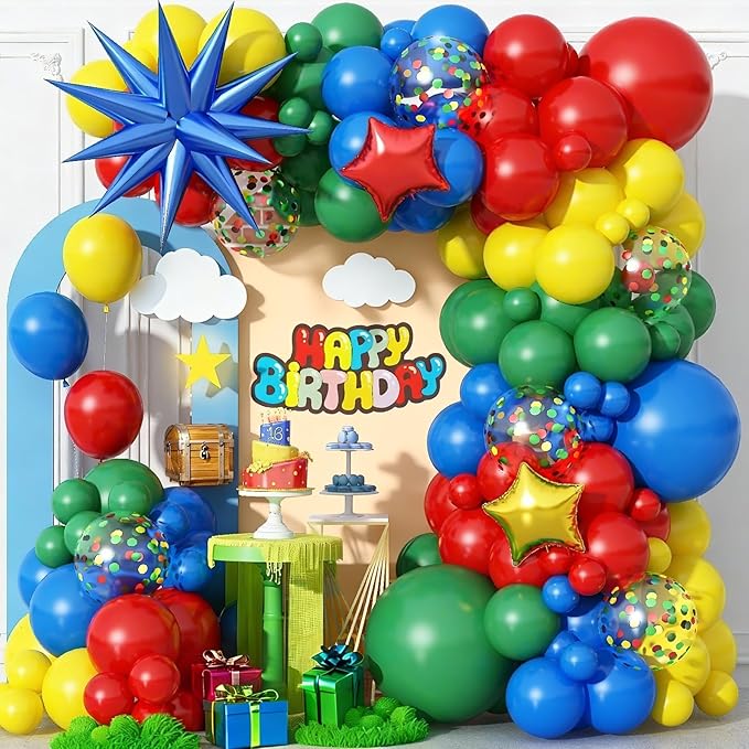 Red Yellow Green Blue Balloon Arch Kit 123Pcs Rainbow Balloons Garland by Domgoge