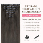 GOO GOO Clip in Hair Extensions Real Human Hair, Remy Human Hair Extensions Clip ins for Women, Natural Human Hair, 24inch 160g 7Pcs, 1C Mocha Brown