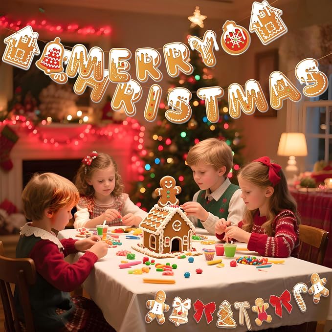 Merry Christmas Banner Gingerbread Christmas Hanging Decoration 3PCS - Image 8
