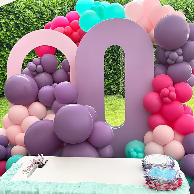 HILAVO Pink Purple Blue Balloons 60 Pcs Hot Pink Light Pink Teal Purple Latex - Image 7