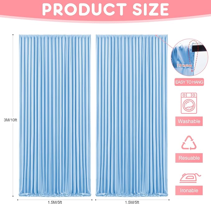 Asee'm Blue Backdrop Curtains Drapes - Image 2