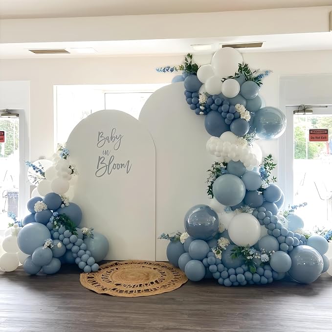 Dusty Blue Grey Balloons Garland Arch Kit, Slate Dark Dusty Petrol Blue Balloon - Image 2