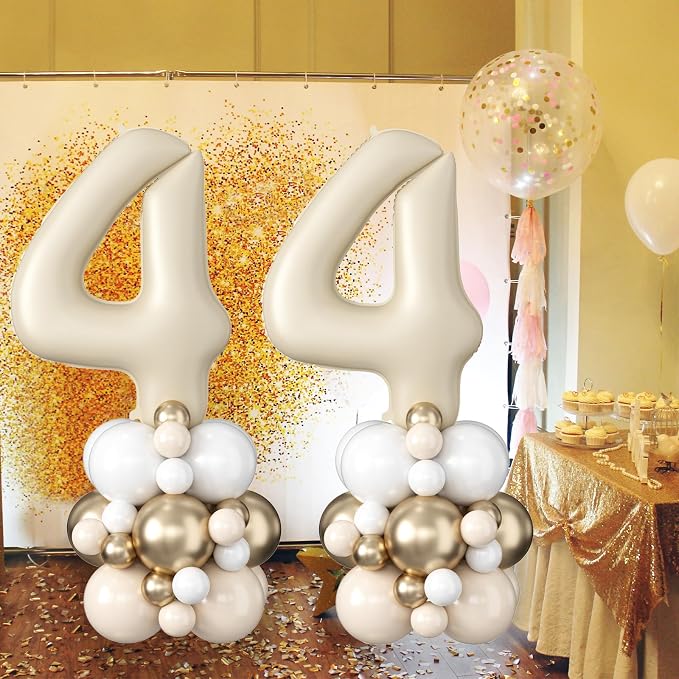 40 Inch Cream Number 4 Balloon for 4th Birthday Decoration Beige White Sand - Image 4